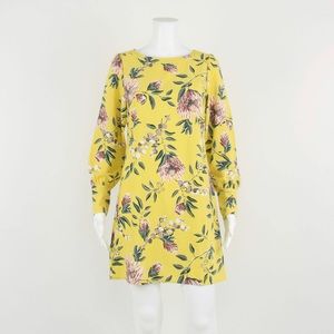 Loft Yellow Floral Print Long Sleeve Dress